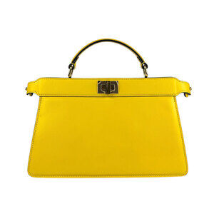 Fendi Peekaboo IseeU EastWest Leather Shoulder Bag Yellow Gold